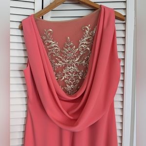 Marchesa Notte Coral Draped Gown